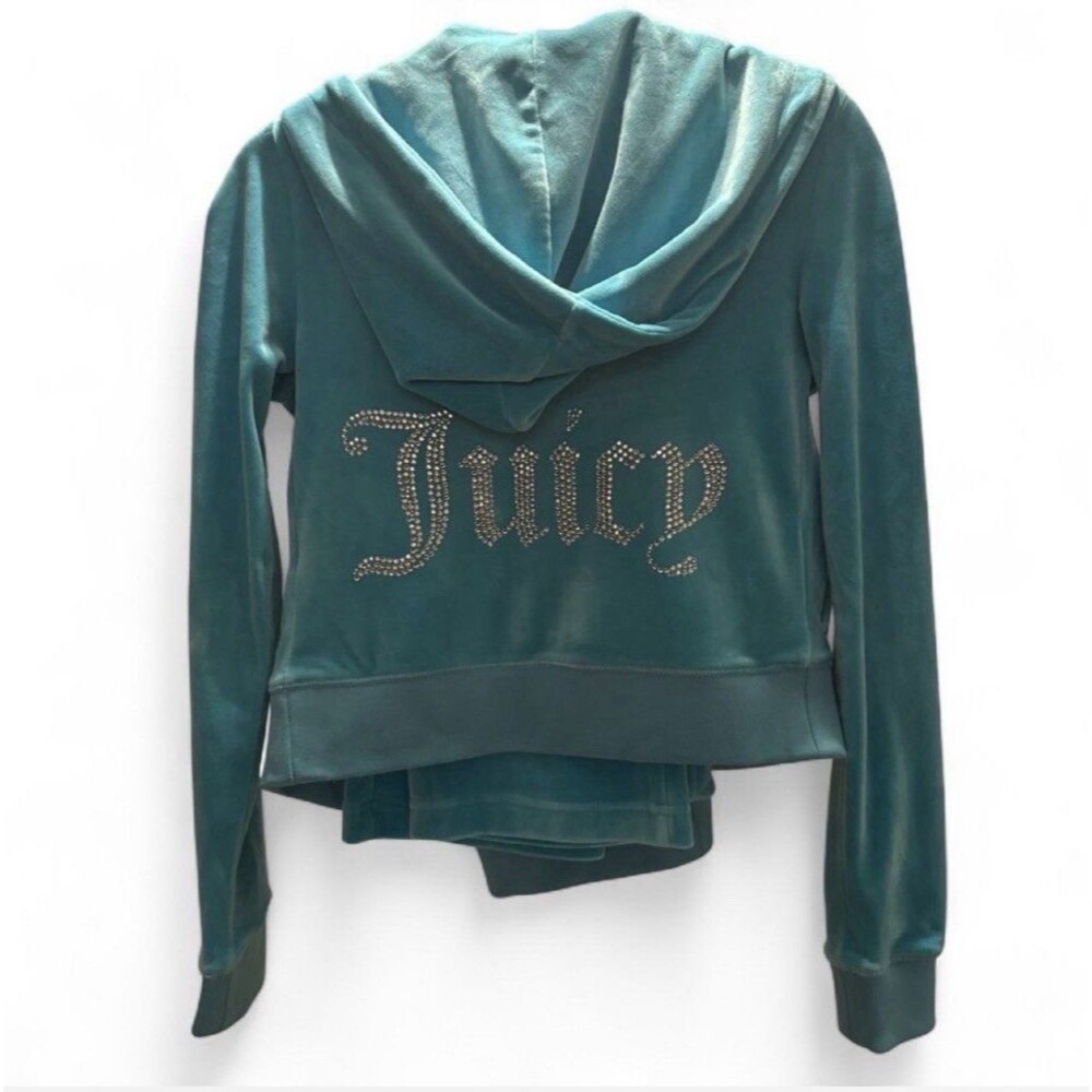 Y2K Vintage Juicy Couture Bling Light Blue Track Suit Hoodie & Pants Sz XS